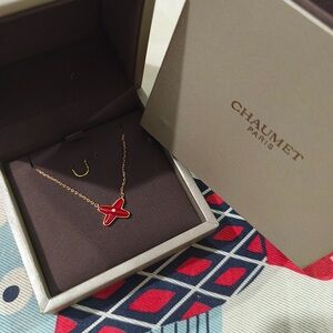 Chaumet 18K Gold Necklace With Carnelian And Diamonds